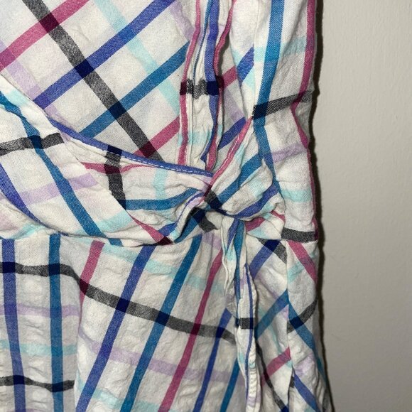 Chaps Womens Size 14 Sleeveless Plaid Wrap Dress Multicolor 100% Cotton - Picture 5 of 7